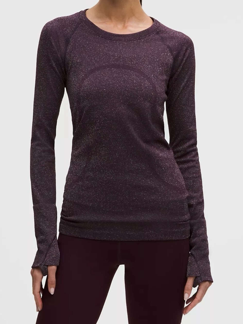 lululemon athletica Long-Sleeve Crewneck Top in Plum with Sparkle